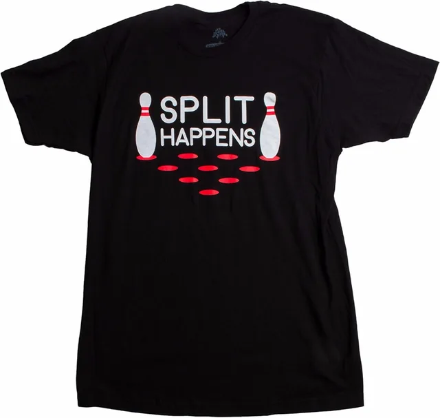 Cheap Split Happens | Funny Bowlinger Team, Bowler Pin Humor Unisex T-shirt Funny Printing T Shirts Men Short Sleeve T-shirts