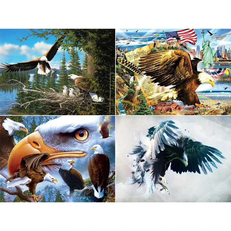 5D Diamond Craft Painting Beautiful Eagle Diy Rubik's Cube Embroidery Mosaic Gift Animal Wall Arts Decor | Дом и сад