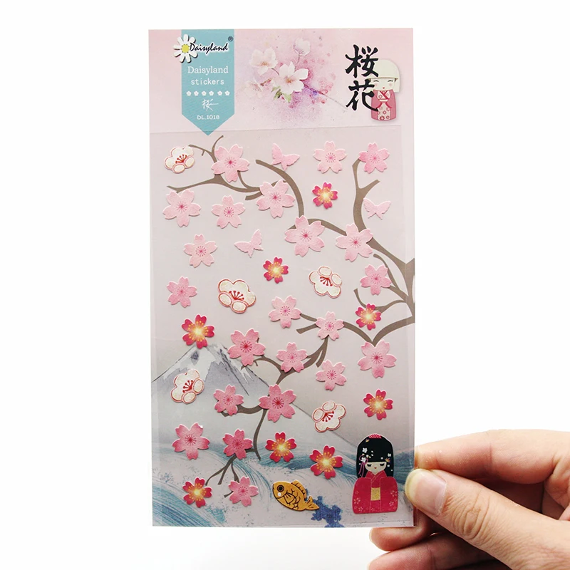

1PCS New Creative Cute Romantic Sakura Stationery Diary Stickers Decorative Mobile Scrapbooking DIY PVC Stickers