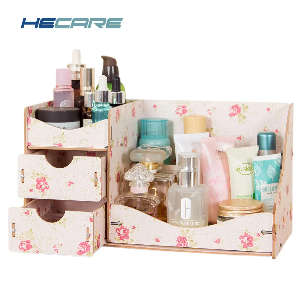Wooden Cosmetic Jewelry Box Pen Box Desktop Storage Assembly Diy