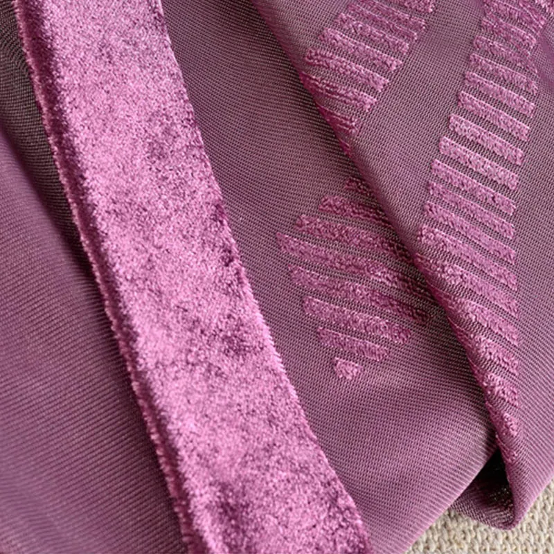 Sala de estar púrpura ondulado rayado tul cortinas brillante moderno revestimiento flocado pura cortina dormitorio gasa ventana tratamientos