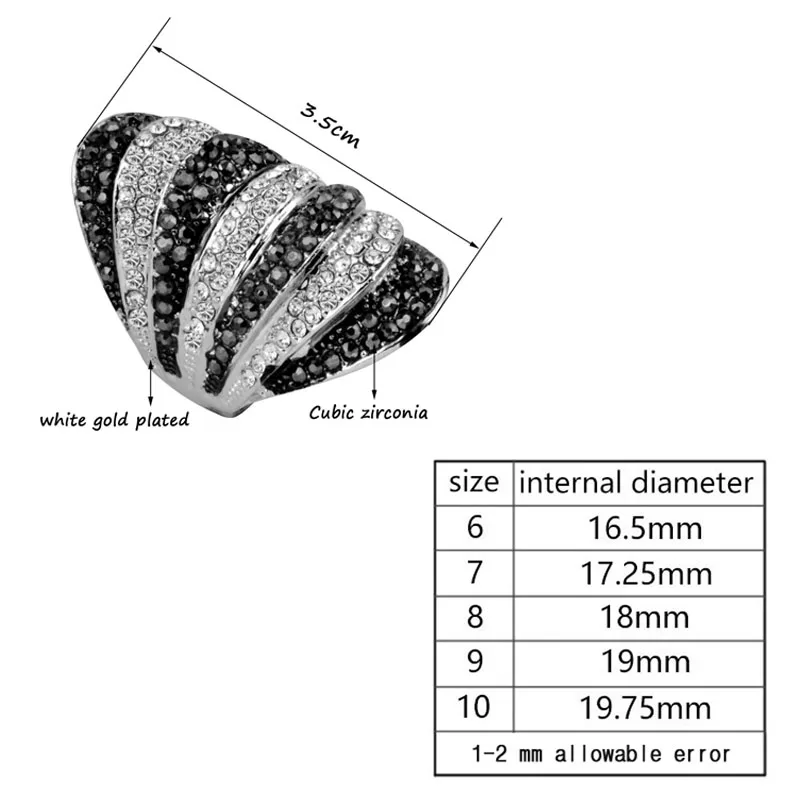 SINLEERY, Ретро стиль, черный, белый цвет, кубический цирконий, Большие широкие кольца для женщин, вечерние ювелирные изделия, Bague Femme, размеры 6, 7, 8, 9, 10, JZ180 SSB