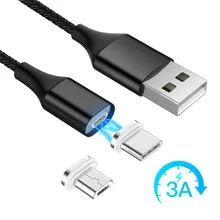Нейлоновый Магнитный usb-кабель 3A Быстрый Micro USB type C зарядный кабель для iPhone 6 6S 7 8plus X зарядный кабель для телефона