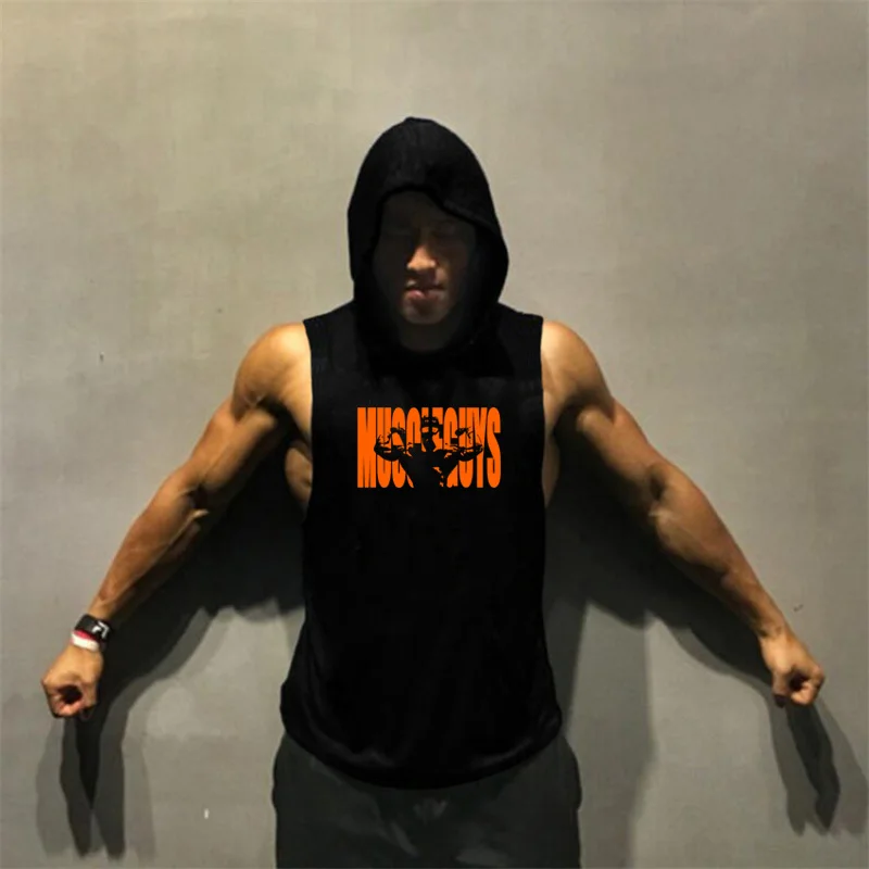 

New Summer Brand Muscle guys Fitness Stringer Hoodies Muscle Shirt Bodybuilding Clothing Gyms Tank Top Mens Sleeveless shirts