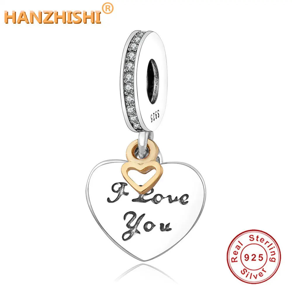 

925 Sterling Silver Special Forever Love You Heart Dangle Beads Charms Fit Original Pandora Charm Bracelet DIY Jewelry Making
