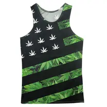 Harajuku Стиль мужские майки 3D печати конопли лист сорняков цветочный рубашка без рукавов Человек полосатый жилет для бодибилдинга фуфайка