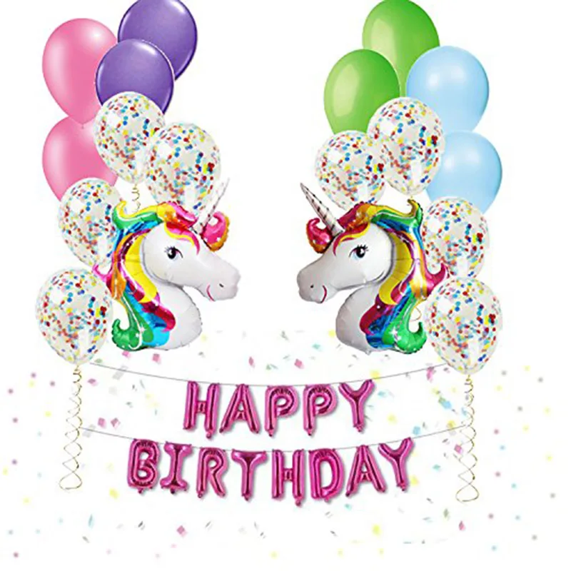 31pcsset happy birthday letters balloon and latex confetti colored