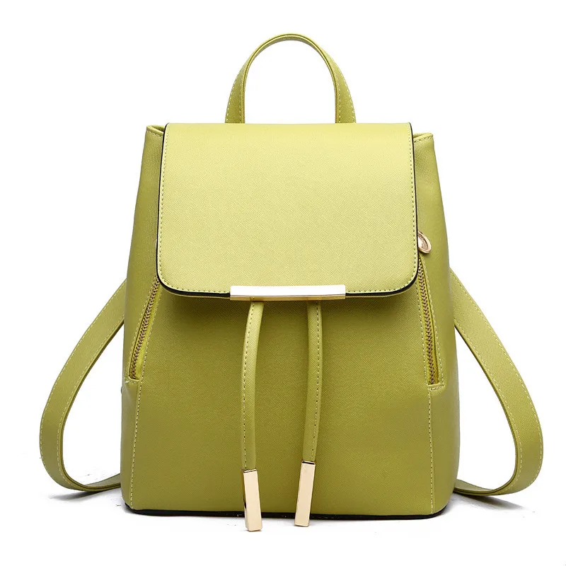 

Fashion Green PU Women Backpacks Casual Traveling Bag Adjustable Straps Girl's Schoolbag Zipper