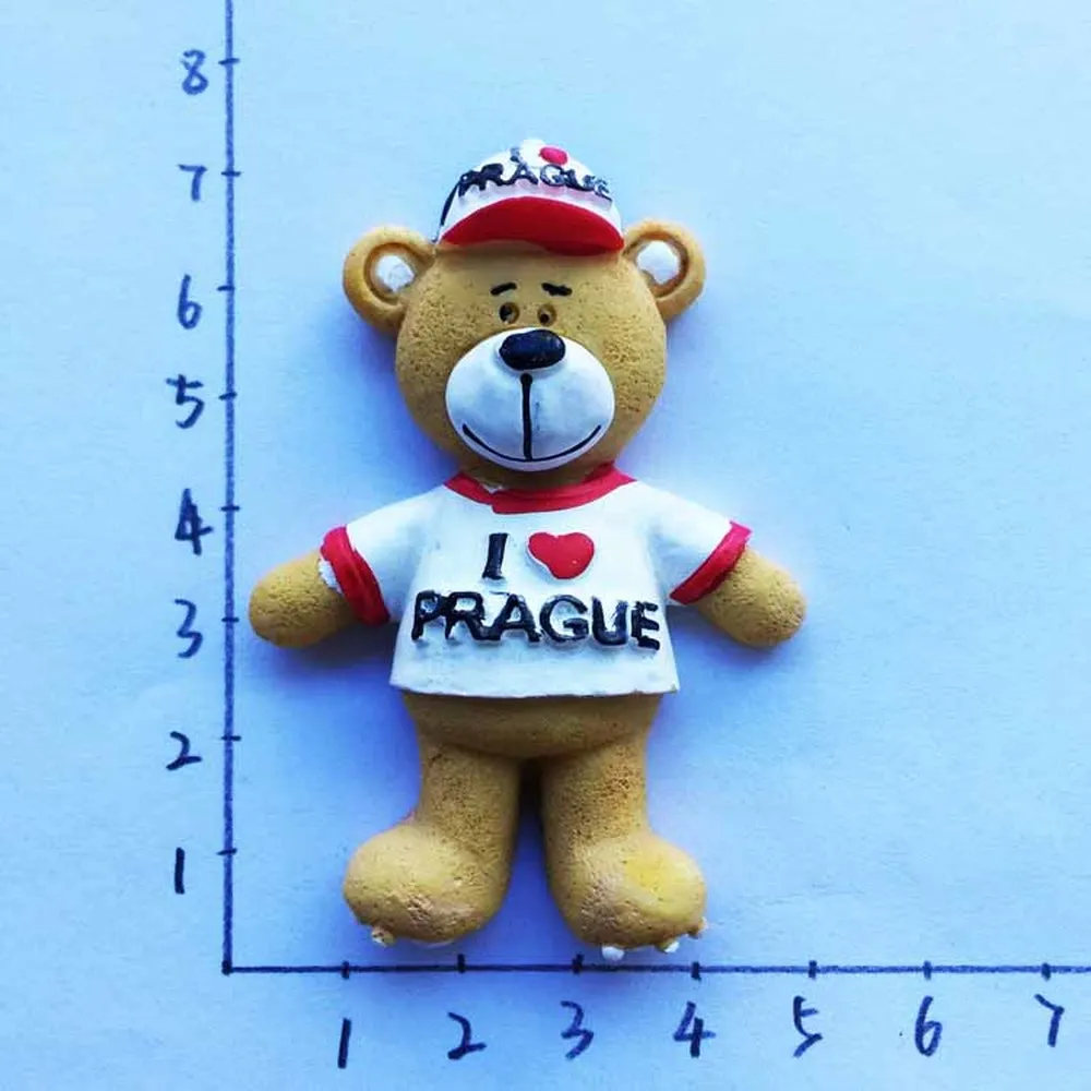 

3D Cute Czech Prague City Mascot Bear Fridge Magnet Tourist Souvenirs Refrigerator Magnetic Stickers Home Decoration