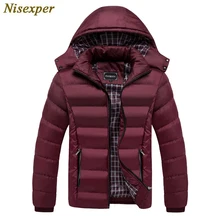 Nisexper Толстая Теплая мужская осенне-зимняя куртка парки однотонные мужские s с капюшоном толстое пальто для мужчин s Parkas плюс размер 5XL