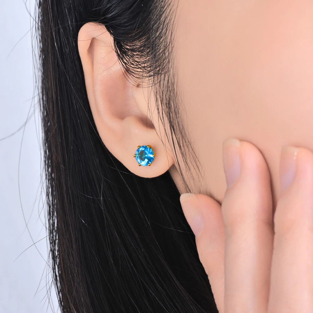Caimao Jewelry 14KT желтого золота 1.88ct круглой огранки топаз классический Серьги|earrings