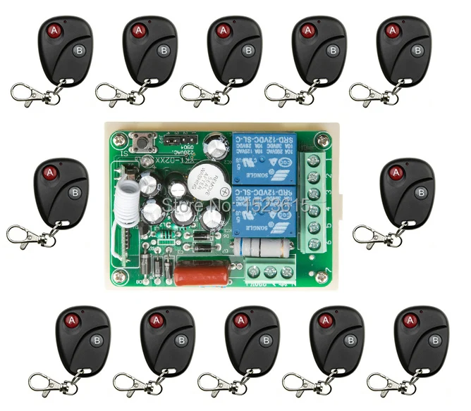

AC220V 2CH 2Channe Wireless Remote Control Switch System teleswitch 1*Receiver + 12*Transmitters for Appliances Gate Garage Door