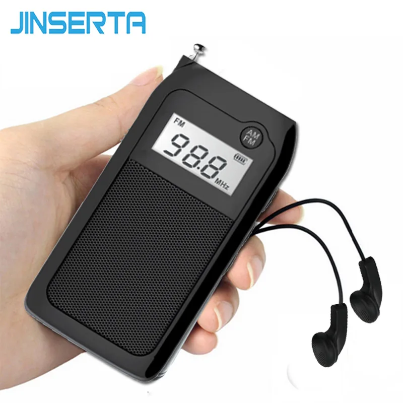 

JINSERTA Mini Pocket Radio FM AM Digital Tuning Radio Receiver MP3 Music Player with Rechargeable Battery Support TF Card