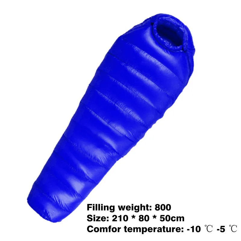Спальный мешок для кемпинга, 600 г, 800 г, 1000 г, Сверхлегкий, сохраняет тепло, для альпинизма, зимнего уличного оборудования - Цвет: blue 800g
