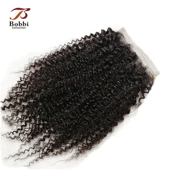 

Bobbi Collection Afro Kinky Curly Lace Closure Brazilian Non-Remy Human Hair Natural Black Color 8-20 inch 4x4 Lace Closure