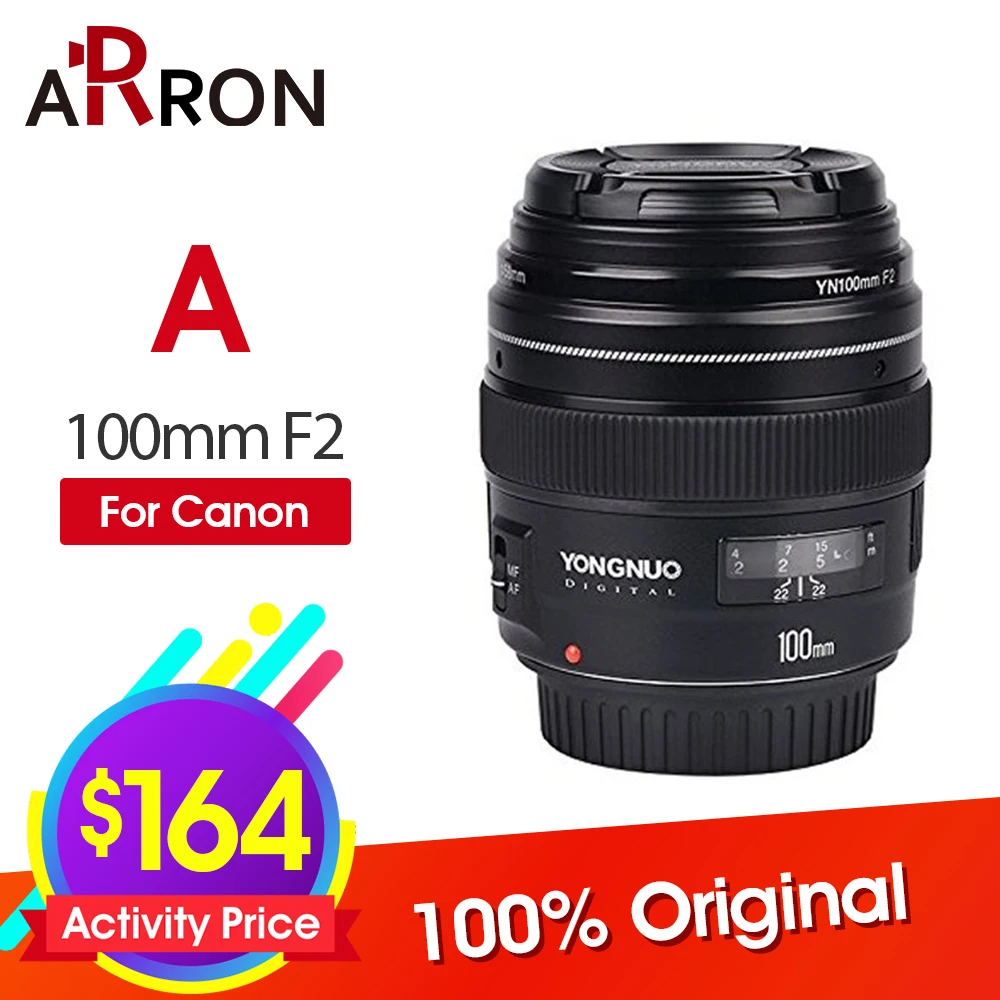 

YONGNUO YN100mm F2 Medium Telephoto Prime Lens for Canon EOS Rebel Camera AF MF 5D 5DIV 1300D T6 760D 750D 1D 5DS