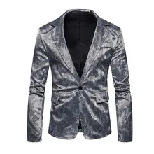 Куртка Весна и осень новая модная повседневная мужская обувь в европейском стиле; большие размеры печати для ночного клуба Производительность костюм пиджак. A1230