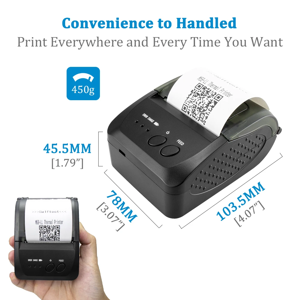 NETUM NT-1809DD 58mm Bluetooth Thermal Receipt Printer for Android IOS Windows AND 5890T RS232 Port Receipt Printer POS Portable mini color printer