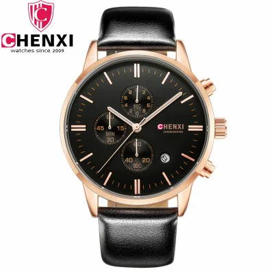 

CHENXI Watch Men WatchesTop Brand Luxury Famous Wristwatch Male Clock leather strap Quartz WristWatch Calendar Relogio Masculino