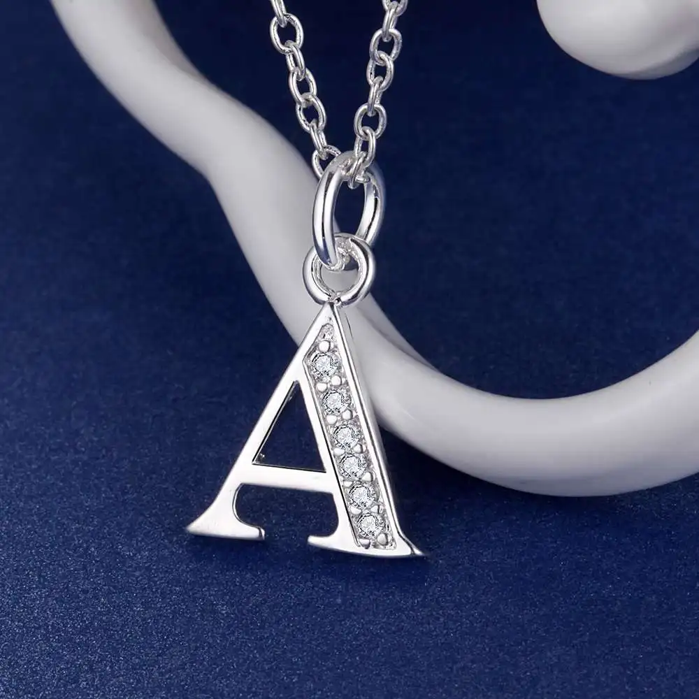 Letter A Pendant Necklaces Silver Plated Necklaces Silver Trendy