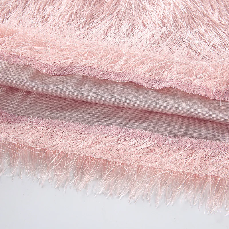 Милый пушистый розовый искусственный мех укороченный Топ для женщин Спагетти ремень спинки Bodycon топики топы сексуальный Rave фестивальный Топ вечерние клубная одежда топики