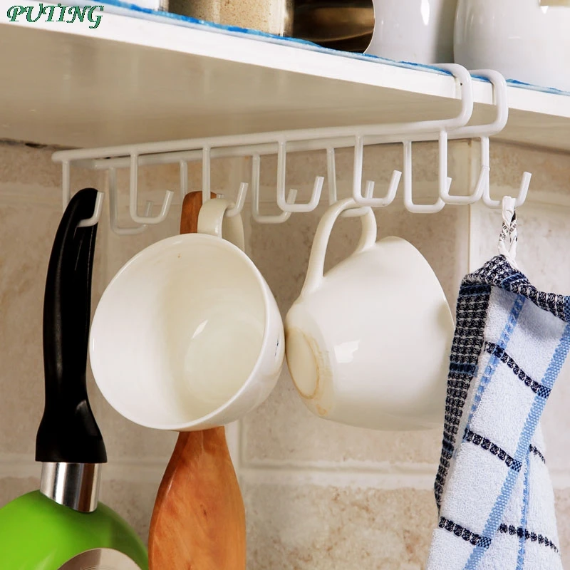 PUTING Multifunctional Kitchen Ceiling Hooks Storage Holder Ceiling Hanging Rod Desk