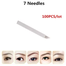 Горячая распродажа! 100 шт/партия известный бренд Профессиональный постоянный макияж для ручного татуажа бровей Иглы лезвия 7 булавки иглы