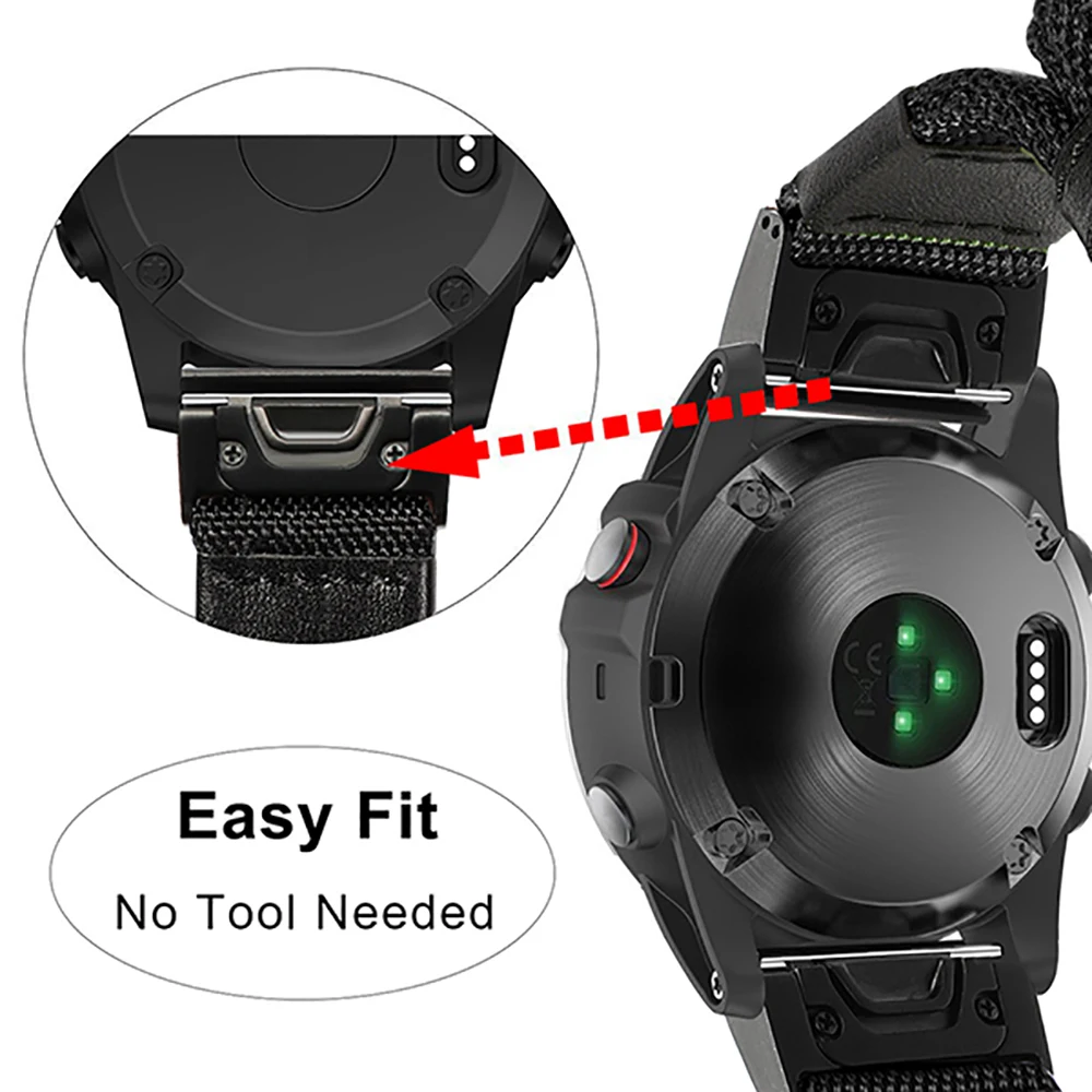 Ремешок из натурального нейлона и кожи для наручных часов Garmin Fenix 5X / 3/3HR быстро