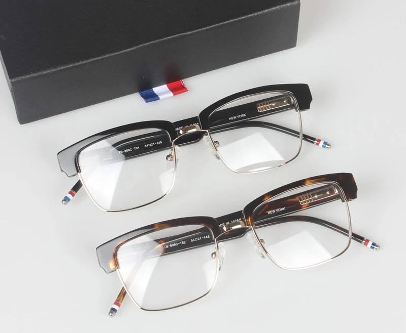 

Half frame eyeglasses frames men square optical gold black eye glasses frames for women thom brand designers tb806 Clear Glasses