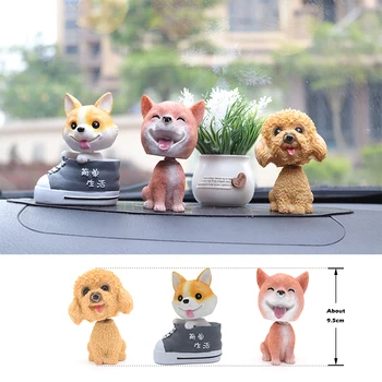 

Cartoon Dogs Nodding Dog Resin 9.5cm Vivid Auto Ornament Shaking Head Toys Dashboard Doll for Car Interior Decoration