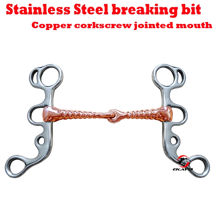 

Free shipping Stainless steel horse bit,copper corkscrew jointed mouth,never rusted.Horse riding(BT1155)