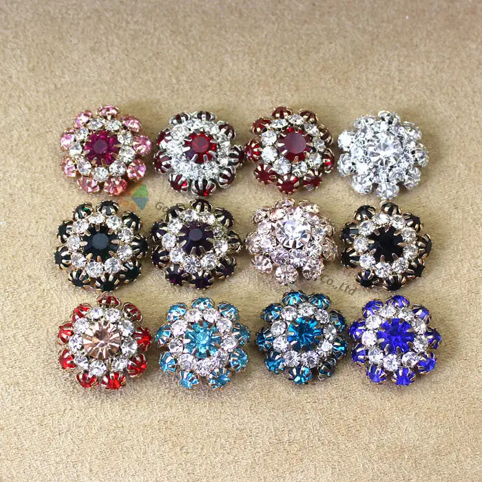 

5pcs Round Metal Sew on rhinestone buttons DIY Browband Hair Accessories Wedding invitations decoration Crystal Centerpieces