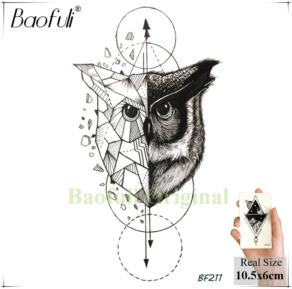 Мужская водостойкая временная татуировка BAOFULI с головой волка черная звездное