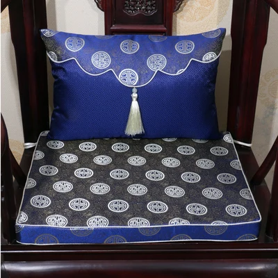 Кисточка китайские шелковые подушки рождественское декоративное пушистое сидение подушки для дивана кресло поясничная подушечка, сиденье - Цвет: Тёмно-синий