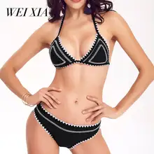 

WEIXIA 2018 Black White Swimsuit Push Up Women SJ 1602 Low Waist And Low Waist Bikini Set Padded Swimwear