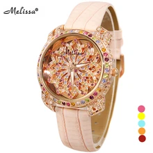 Lady Women’s Watch Hours Japan Quartz Fashion Leather Bracelet Luxury Candy Crystal Christmas Girl Birthday Gift Melissa Box