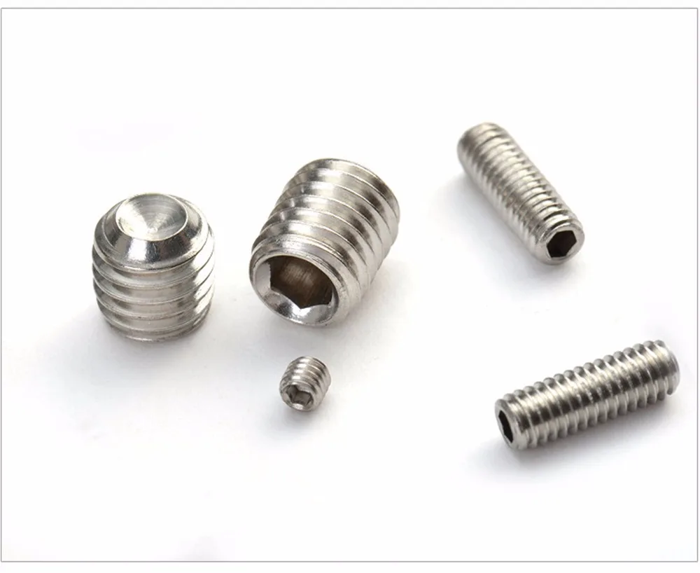 100PCS M2.5 Stainless Steel Cup End Headless Grub Screw Hex Socket