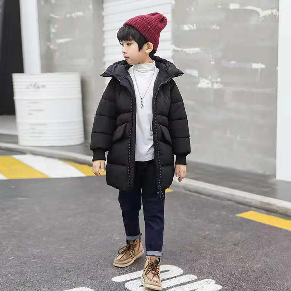 

For 4-13 Yrs Boys Clothing 2018 New Brand Baby Boy Down Outwear Kids Warm Outerwear Mid Long Coats Children Boys Winter Parkas