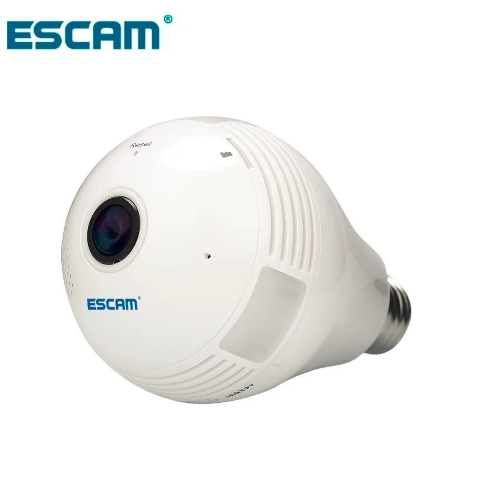 NEW ESCAM Watt QP135 Bulb Type Panoramic WIFI IP Camera H.264 1.3MP Two Way Audio Motion Detection Support 128G TF Card (1)