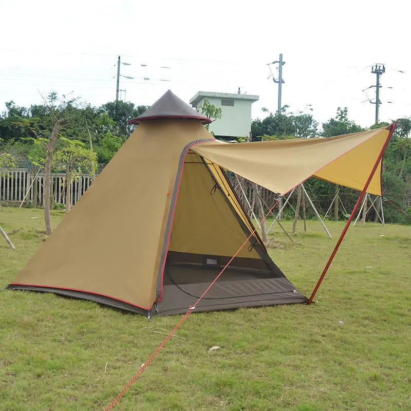 

Outdoor 3-4 Person Tent Double Layer Camping Tent One Bedroom 4 Season Tent For Travel Picnic Hiking