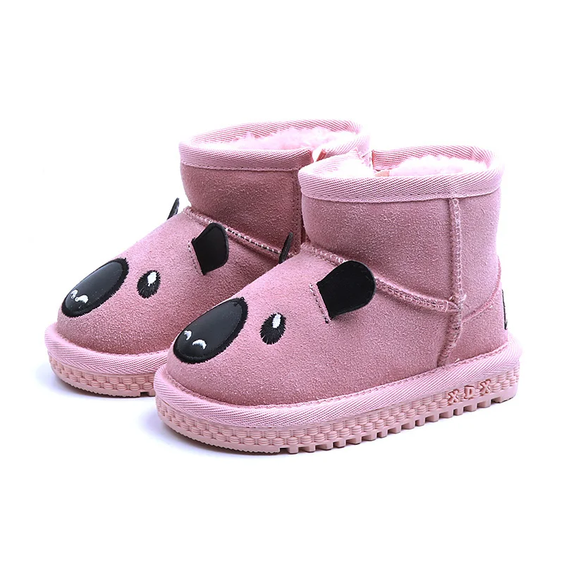 

Cute Cartoon Kids Boots 2018 New Boys Warm Winter Shoes Girls Ankle Children's Rubber Boots Black Pink Gray 1 2 3 years