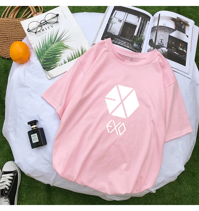 EXO Kpop Short Sleeve Tshirt Women Summer New Korean Cotton Tee Shirt Femme Casual Streetwear Tumblr Harajuku Tops Camisas Mujer (10)