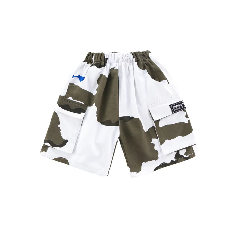 shorts Детская одежда в стиле хип-хоп; камуфляжные повседневные штаны для бега; шорты; футболка большого размера; топы для девочек и мальчиков; танцевальный костюм; одежда для бальных танцев - Цвет: shorts