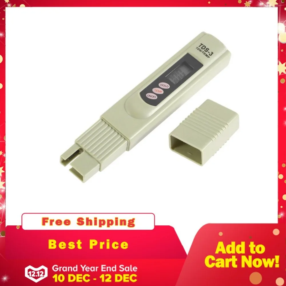 

Newest LCD Digital TDS-3 TDS Meter Filter Pen Temp PPM Tester Stick Water Purity Tester 0-9990 PPM Temperature Pen No Backlight