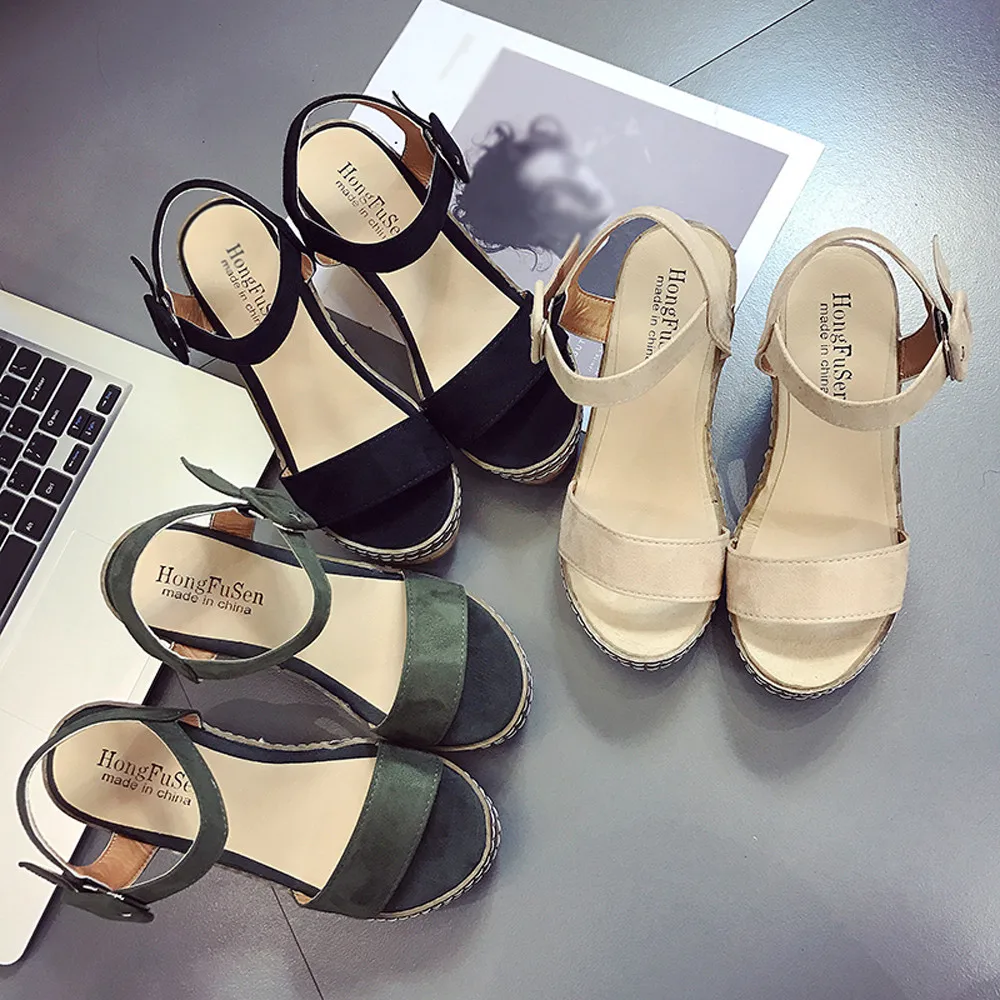 

2018 Hot Sale Women Platform Sandals Women Fish Mouth Platform High Heels Wedge Sandals Buckle Slope Sandals