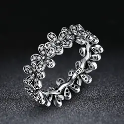 VOROCO Цветок 925 стерлингов Серебряные кольца Для женщин циркон обручальные Обручение кольца для Для женщин подарок Мода серебро 925 ювелирные