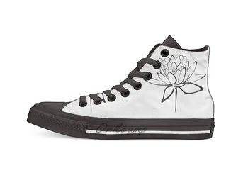 

Lotus Flower Calligraphy (Black) Casual High Top Canvas shoes sneakers For Drop shipping