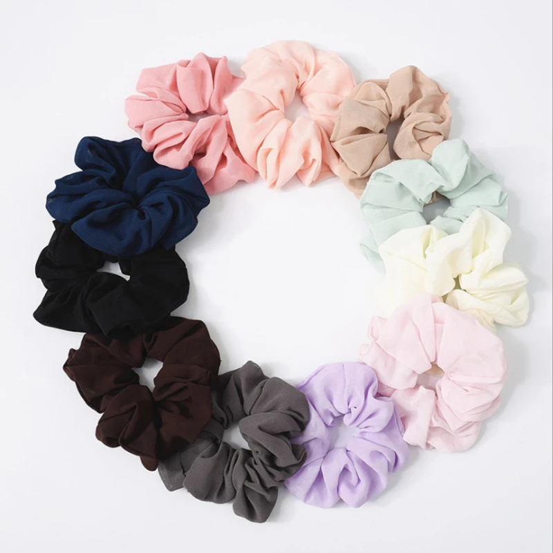

Women Korean Chiffon Scrunchie Headwear Girls Elastic Hair Ties Scrunchies Woman Fashion Ponytail Holder Hair Accessories 2019