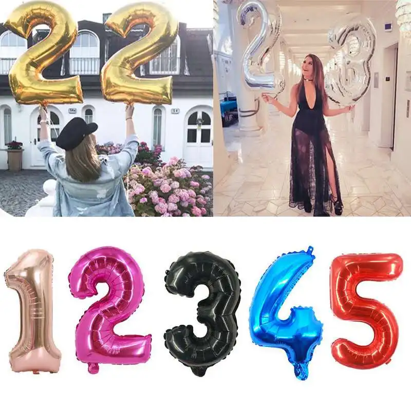 

40inch Gold Sliver Black Foil Number Balloons Birthday Party Decorations kids BabyShower Boy and Girl Wedding Decoration Balls