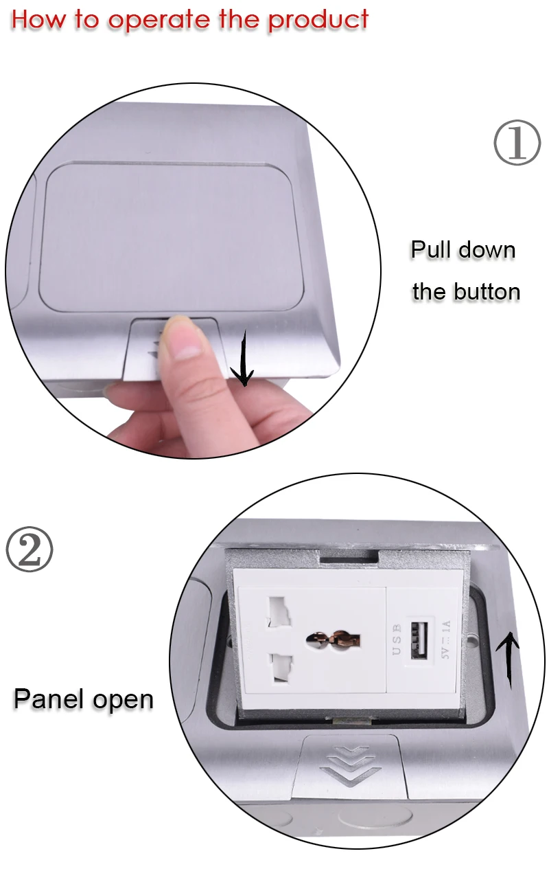 Todo o Alumínio Porto de Carregamento para o Telefone Tomada de Energia com 4 Coswall Vias Painel up Socket Piso Universal 4 Furos Usb Móvel 2 Pop 4 Soquetes elétricos